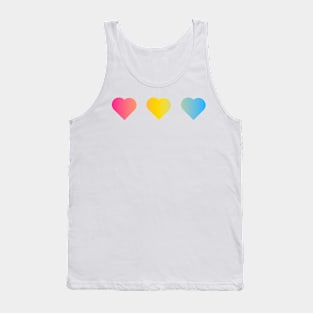 Bi+ Hearts Pansexual Flag (Horizontal Gradient Trio) Tank Top